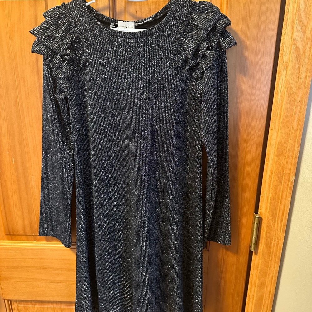 deux par deux Black Ruffled Sheath Dress